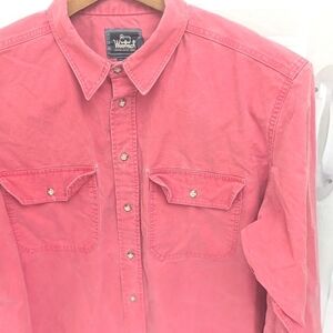 Vintage Woolrich Button Up Shirt‎ Mens L Long Sleeve Button Shirt Pink Pockets